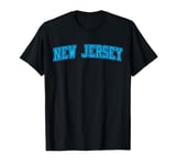 New Jersey NJ Varsity Style Garden State Outline Blue T-Shirt