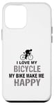 Coque pour iPhone 12 mini Inscription « I Love My Bicycle My Bike Make Me Happy Cycling »