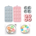 2 Pack Waffles Baking Mould Silicone, 2 Pack Silicone Donut Molds,Muffin Pans Molds Cake Chocolate Pan Kitchen Baking Tool-BPA Free,Dishwasher, Oven, Microwave,Safe(Blue + Pink)