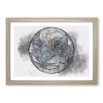 Big Box Art View of The Earth in Abstract Framed Wall Art Picture Print Ready to Hang, Oak A2 (62 x 45 cm)