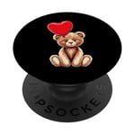 Ours en peluche coeur amour joyeux Saint-Valentin PopSockets PopGrip Adhésif