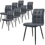 Ml-design - Lot de 8 Chaises de Salle à Manger, Anthracite, Revêtement Simili Synthétique, Pieds en Métal Noir, Dossier Ergonomique, Design Moderne,