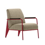 Vitra - Fauteuil de Salon, Base Japanese Red, Dark Oak,  Fabric Cat. F100 Nubia Col. 04 Bamboo/Terra - Fåtöljer - Jean Prouvé - Beige - Metall/Trä/Skum