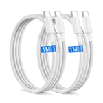 USB C to USB C Charger Cable [2Pack] 1M Type C Cable Fast Charging for iPhone 16 /15 /Pro Max/pro/plus, iPad, MacBook, 60W Original USB C to C Cable Fast Charge Nylon Braided type c to type c Cable