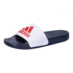 adidas Unisex Adilette Shower Slides Flip-Flop, Cloud White/Scarlet/Victory Blue, 4 UK