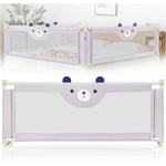 Aqrau - 1.75 m Barrière de Sécurité de Lit Enfant Rail de Lit Pliable Barrière de Protection Bébé Chambre à Coucher Gris - Modèle petit ours (1 Côté)