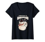 Womens Christmas Falls Out - Funny Chritmas Snowman Design V-Neck T-Shirt