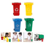 4 Pcs Recycle Bin Garbage Truck Toys for Boy Mini Trash Can Set