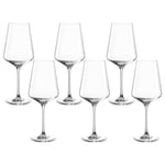 Verres à vin blanc Leonardo Puccini, lot de 6, verres à vin lavables au lave-vaisselle, gobelet avec tige étirée, set de verres à vin, 560 ml, 014789, transparent