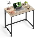 VASAGLE Bureau, Table, Poste de Travail, pour Bureau, Chambre, 50 x 80 x 76 cm, Style Industriel, Cadre en Métal, Grège Chiné et Noir d'encre LWD038B02