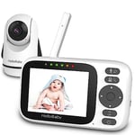 HelloBaby Babyphone Vidéo 720p avec 355 degrés caméra rotative, Écran IPS, 3.2’’ Visiophone pour Bébé avec Audio Bidirectionnel, VOX, Vision Nocturne Capteur de Température et 8 Berceuses