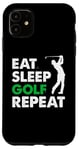 Coque pour iPhone 11 Eat Sleep Golf Repeat, Golf Tshirt for Women, Men, Golf Tee