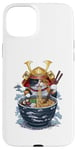 Coque pour iPhone 15 Plus Chat Samouraï mangeant des ramen Anime