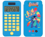 Lexibook, Disney Stitch, Pocket Calculator with Protection Cover, Conventional and Advanced Calculator Functions, battery and solar-powered, Blue, C45D