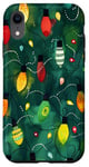 Coque pour iPhone XR Vert Aquarelle Ethnique Lumières de Noël Motif Décor