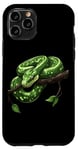 Coque pour iPhone 11 Pro Amoureux Drôles De Python D'arbre Vert, Serpents, Reptiles