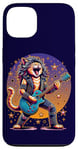 Coque pour iPhone 13 Drôle Chat Rockstar Guitare Joueur Cheveux Métal Glam Rock Band