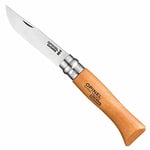 Opinel O113080 Couteau 8 Lame Carbone avec Bague de sécurité-113080 Mixte Adulte, Brun