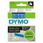 DYMO D1 märktejp standard 12mm, svart på blått, 7m rulle (45016)