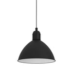 EGLO Suspension luminaire Priddy, lustre rond pour salon et salle à manger, lampe de plafond suspendue en métal noir et blanc, douille E27, Ø 30,5 cm