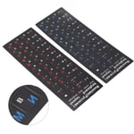 Lot de 2 autocollants pour clavier russe, revêtement unique, étanche à la poussière, alphabet russe, pour PC et ordinateur portable, 1 bleu, 1 rouge