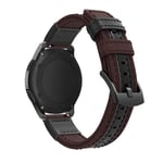 Samsung Galaxy Gear S3 / Frontier Watch 46mm aito nahkainen ranneke - Ruskea