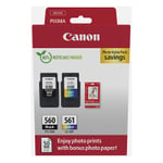 Canon PG-560 | CL-561 photo value pack inkl. 50 ark fotopapper (original)