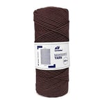 Leviatan Fil Naturel | Cordon Torsadé Simple Super Doux de 200 m | Corde en Fil de Coton 100% | Macramé pour Travaux Manuels | Mariage et Décorations de Noël | 3 mm x 200 m | Brun