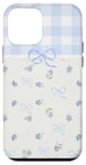 Coque pour iPhone 12 mini Coquette florale avec nœud bleu clair