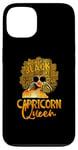 Coque pour iPhone 13 Black Women Afro Hair Art Capricorne Queen Capricorne Anniversaire