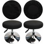 Housse Tabouret Rond Housse Tabouret de Bar, Tissu de Luxe, Diamètre 30cm, Extensible, Infroissable, Lavable et Anti-Poussière (2 Pièces Noir)