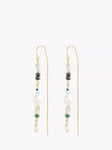 HUSH Azalea Semi Precious Beaded Drop Earrings, Gold/Green