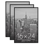 Americanflat Cadre Photo Noir de 40x60 cm - Lot de 3 - Cadre de 40x60 cm avec Encadrement Fins, Vitre en Plexiglas et Matériel de Suspension pour Affichage Vertical ou Horizontal