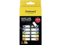 Intenso Usb-Stick 10Er Pack Basic Line 10 X 8 Gb Usb-Flashdrev 8 Gb Gul, Grøn, Blå , Orange, Sort 3503561 Usb 2.0