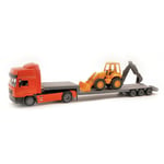 MAN F2000 LOWBOY WITH BACKHOE LOADER 1:43 New Ray Camion Die Cast Modellino