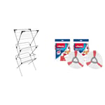 Vileda Sprint 3-Tier Clothes Airer, Indoor Clothes Drying Rack with 20 m Washing Line, Silver & Turbo 2in1 Spin Mop Refill, Pack of 2 Turbo 2in1 Mop Head Replacements, Fits all Turbo