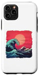 iPhone 11 Pro Red Sky Orange Sun Over Turbulent Waves Retro Hokusai Style Case