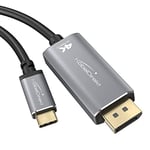 KabelDirekt – 2 m – Câble adaptateur USB-C vers DisplayPort (jusqu’à 4K/2160p à 60 Hz – pour raccorder un PC portable, un smartphone ou une tablette à un grand écran – DP, Thunderbolt 3/USB-C 3.1)