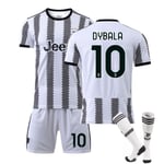 Ny säsong 22-23 Juventus Hemma Barn Vuxna Fotbollströja Kostym W DYBALA 10 28 (150-160cm)