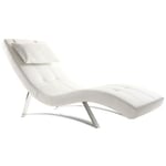 Chaise longue design blanc et acier chromé barty