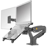 NB North Bayou Dual Arm Monitor Mount Laptop Stand for 17''-27 Inch Computer Screen and 10''-17 Inch Notebooks, Load 4.4-19.8 lbs C-clamp & Grommet Installation, VESA 75/100 F160-FP