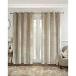 Sun Block Out Curtains Cosy Thermal Lined Velvet Eyelet 90x90" Natural Colour