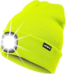 ATNKE LED Bonnet Lampe Frontale,USB Rechargeable Chapeau de Course Ultra Lumineux 4 LED Étanche Lumière Hiver Chaud Phare Cadeaux pour Hommes et Femmes/Fluorescent Yellow