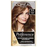 L’ORÉAL PARIS - Coloration Cheveux Permanente - Longue Durée & Lumineuse - Couvre 100% des Cheveux Blancs - Préférence - Nuance : Bruges (5.0), Châtain Clair