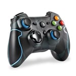 Manette PC/PS3 Sans Fil, Manette de Jeu avec Double Vibrations pour PC PS3, Camouflage Bleu. Manettes de jeu. Noir motif