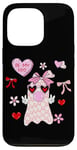 Coque pour iPhone 13 Pro Be My Boo Ghost avec des cœurs et des fleurs