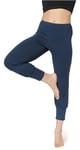 Bellivalini Pantalon 3/4 Capri Harem pour Femme Legging Corsaire Aladdin Ample Pants Fluide Sport Yoga Jogging Pilates pour l'été BLV50-283 (Bleu Marine, 3XL)