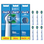 Oral-B Pro Precision Clean Electric Toothbrush Head, X-Shape and Angled Bristles for Deeper Plaque Removal, Pack of 6 Toothbrush Heads, Suitable for Mailbox, White