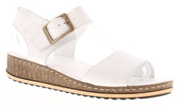 Hush Puppies Womens Sandals Low Wedge Ellie Leather Buckle white UK Size 8