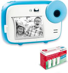 Agfa Photo Pack Realikids Instant Cam + 3 Rouleaux Papier Thermique Atp3Wh Supplémentaires - Appareil Photo Instantané Enfant, Ecran Lcd 2,4', Batterie Lithium, Miroir Selfie Et Filtre Photo - Bleu